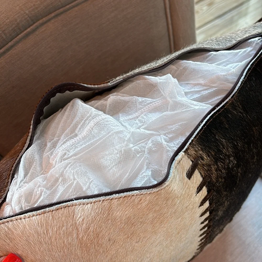 YKK 100% Real Cowhide Reversible Patchwork Accent Pillow Cover - Picture 5 of 11